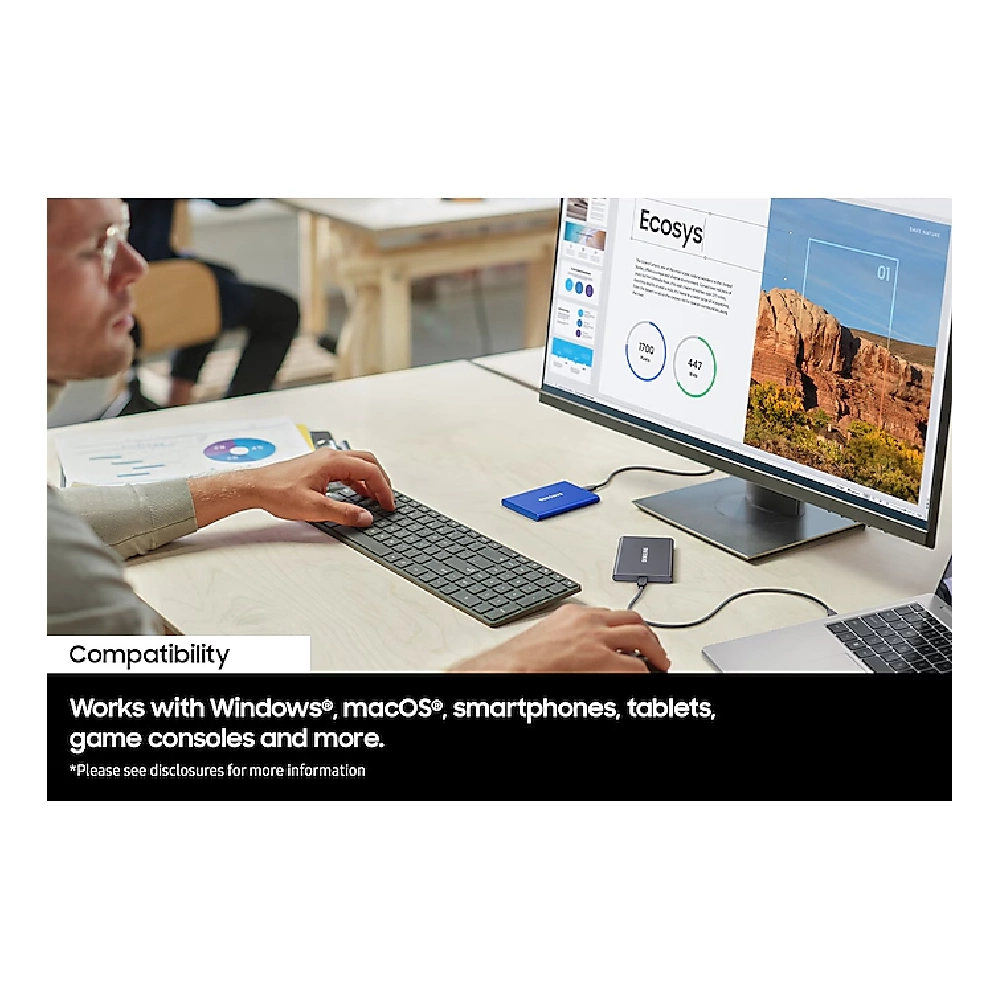Samsung External SSD 1TB T7 (USB 3.2) (Blue) view 4